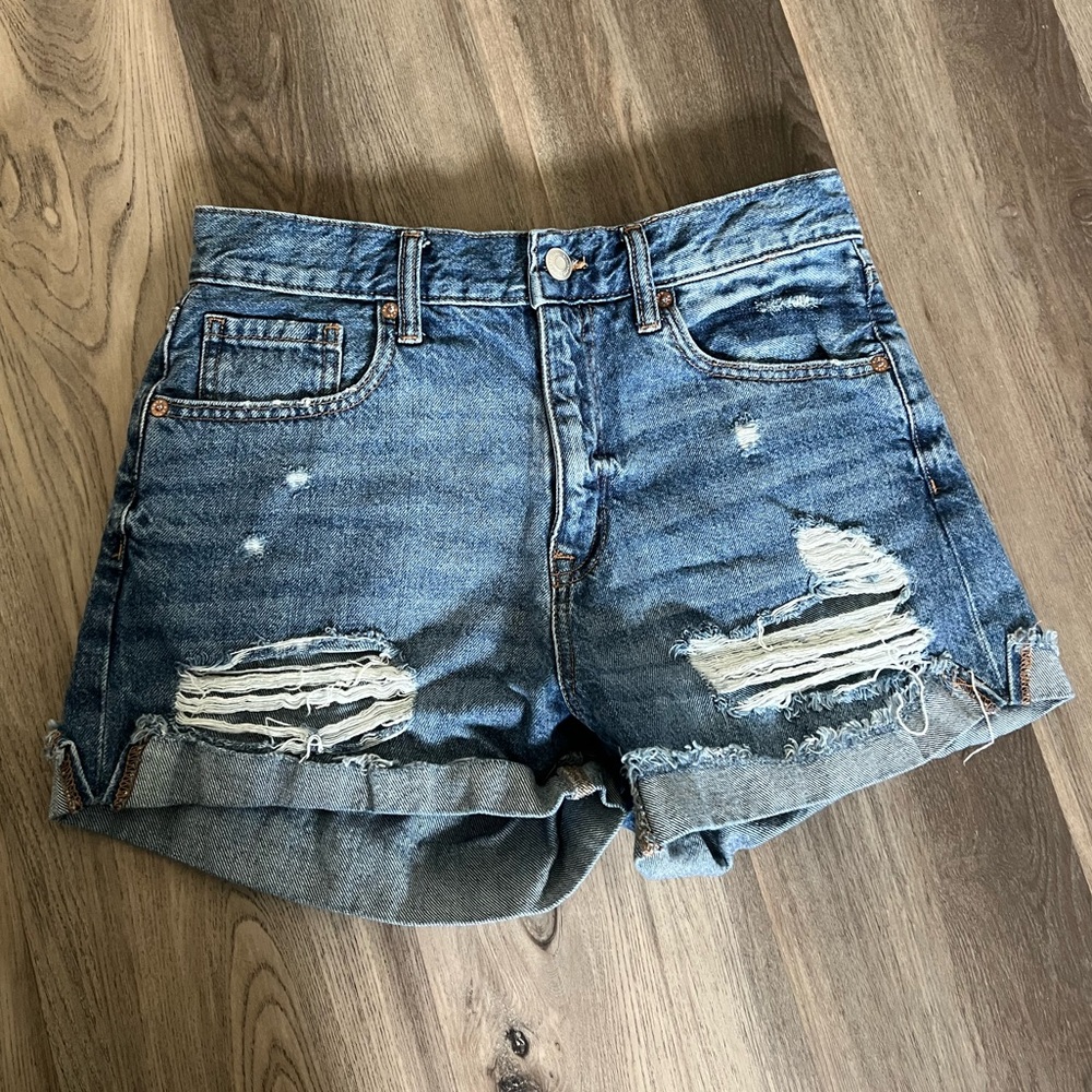 Aeropostale Mom shorts Rolled-Hem Denim Shorts - Blue